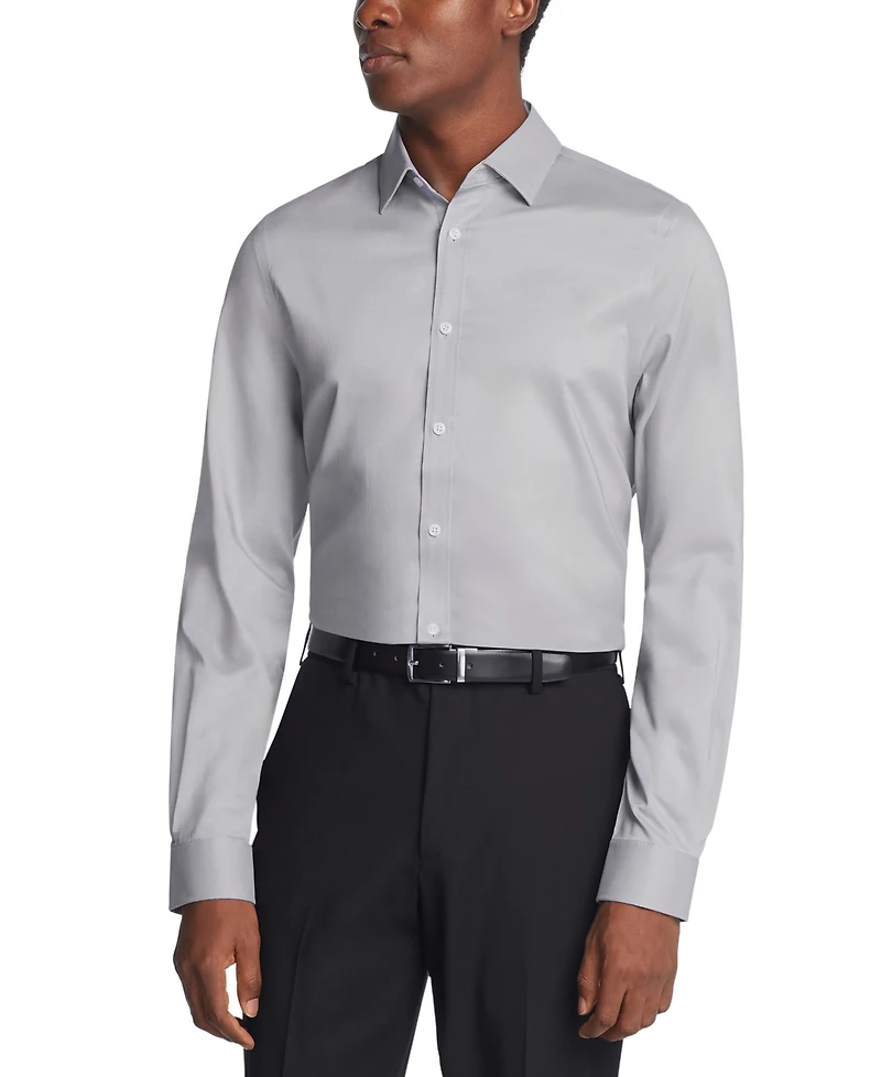 Michael Kors Men's Airsoft Slim Fit Untucked Length Wrinkle Free Stretch Dress Shirt