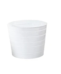 Slickblue 12" Farmhouse White Metal Ribbed Planter