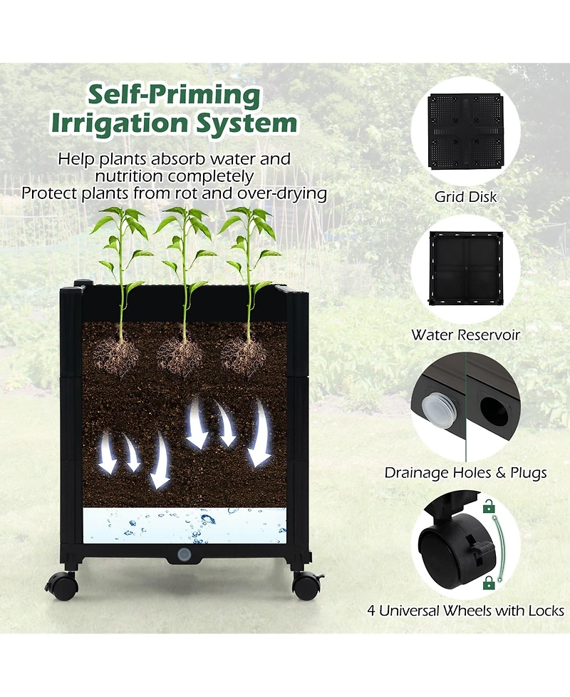 Costway 6.6 Ft Tall Metal Garden Arbor with 2 Raised Garden Planters Arch Trellis Outdoor