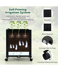 Costway 6.6 Ft Tall Metal Garden Arbor with 2 Raised Garden Planters Arch Trellis Outdoor