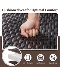 Costway 4 Piece Patio Gliding Set with Tempered Glass Coffee Table Quick Dry Foam Poolside