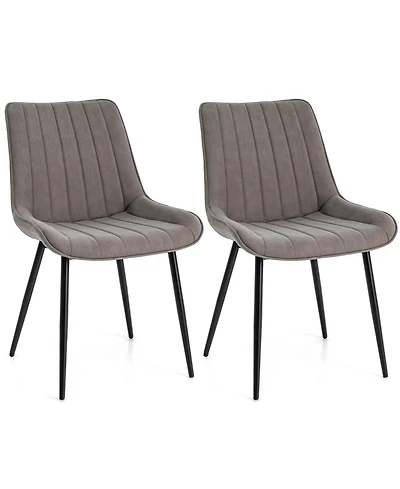 Dining Chair Set of 2 Upholstered Leisure Chairs with Metal Legs Padded Seat