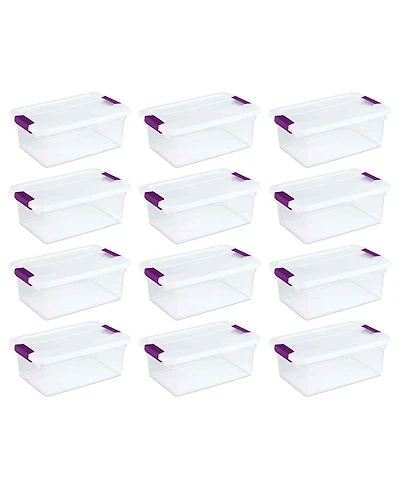 Sterilite 15 Qt. Plastic Stackable Storage Container with Lid, Clear (12 Pack)