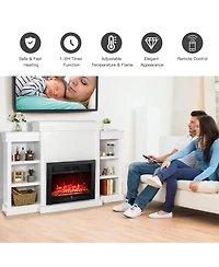 Gymax 70'' Fireplace Tv Stand Media W/ 28.5'' 750W/1500W Electric Brown