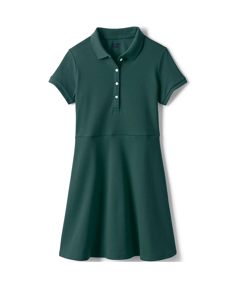 Lands' End Big Girls Short Sleeve Interlock Polo Dress