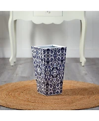 Slickblue 18" Oriental Blue and White Classic Metal Planter