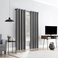 Cayden Grid Texture Draft Shield Fleece Insulated 100% Blackout Grommet Curtain Panel