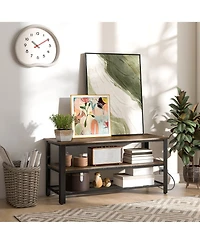 Gymax 3-tier Tv Stand for TVs up to 50 Inches w/ Power Outlets Usb Ports Shelves