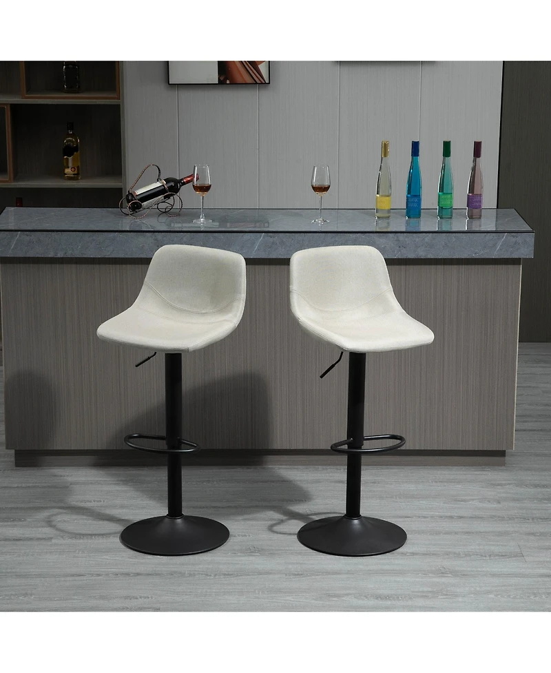 Homcom Adjustable Bar Stools, Swivel Bar Height Chairs, Cream White