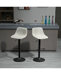 Homcom Adjustable Bar Stools, Swivel Bar Height Chairs, Cream White