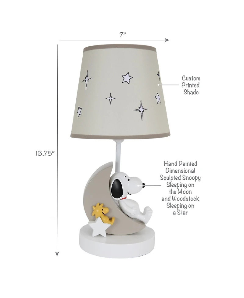 Bedtime Originals Snoopy Love w/ Woodstock Hand-Painted Lamp with Shade & Bulb