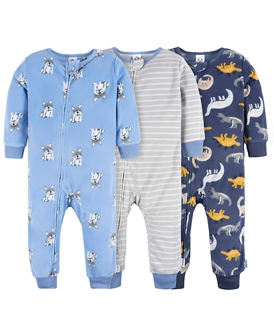 Toddler Boys' Footless Fleece Pajamas, 3-Pack