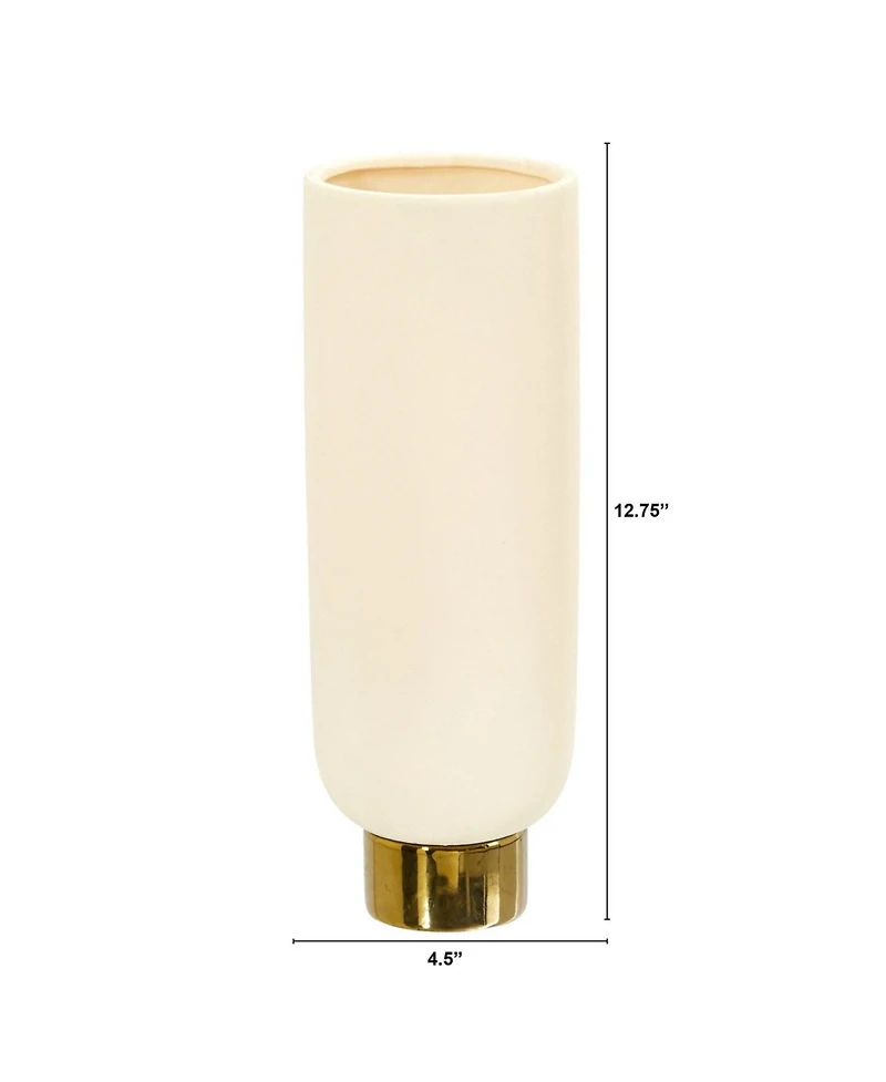 Slickblue 12.75" Elegance Ceramic Cylinder Vase with Gold Accents