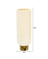 Slickblue 12.75" Elegance Ceramic Cylinder Vase with Gold Accents