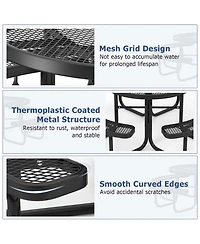 Costway 45" Coated Steel Camping Table Outdoor Round Picnic Table & Bench Set for 8