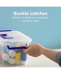 Iris Usa 2.7 Qt. Plastic Storage Bins with Lids, Secure Latch, Gray 4Pk