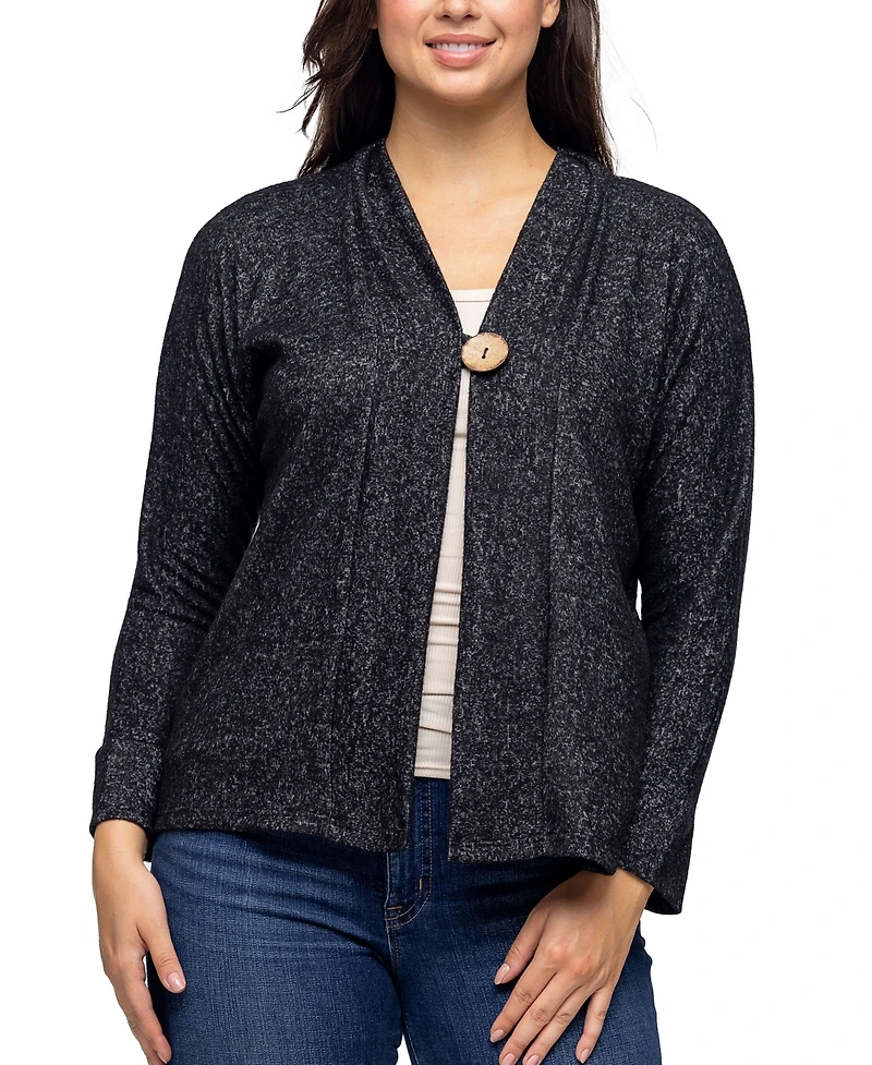 24seven Comfort Apparel Women's Single Button Front Long Sleeve Cardigan