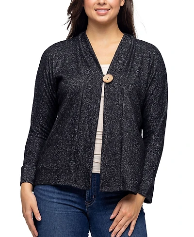 24seven Comfort Apparel Women's Single Button Front Long Sleeve Cardigan