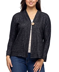 24seven Comfort Apparel Women's Single Button Front Long Sleeve Cardigan