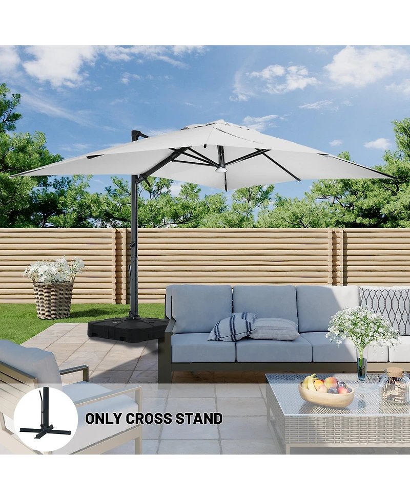 Boyel Living 10x13 ft. 360 B0; Rotation Square Cantilever Patio Umbrella with Bluetooth Speaker and Led Light