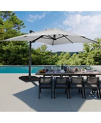 Boyel Living 10 x 13 ft. 360° Rotation Cantilever Patio Umbrella with Base and Led Light