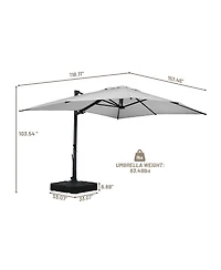 Boyel Living 10x13 ft. 360° Rotation Cantilever Patio Umbrella with BaseandLED Light
