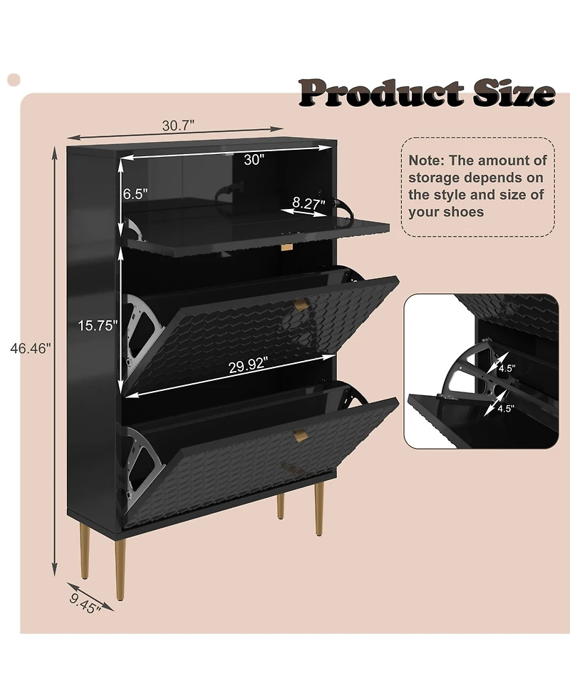 Boyel Living 24 Pair Mdf Shoe Cabinet