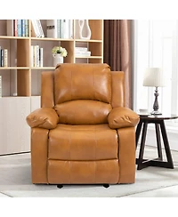 Boyel Living Heavy Duty Faux Leather 8-Point Massage Glider Recliner with Remote Control and Side Pocket
