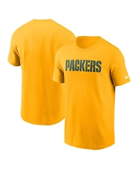 Nike Men's Gold Green Bay Packers Primetime Wordmark Essential T-Shirt