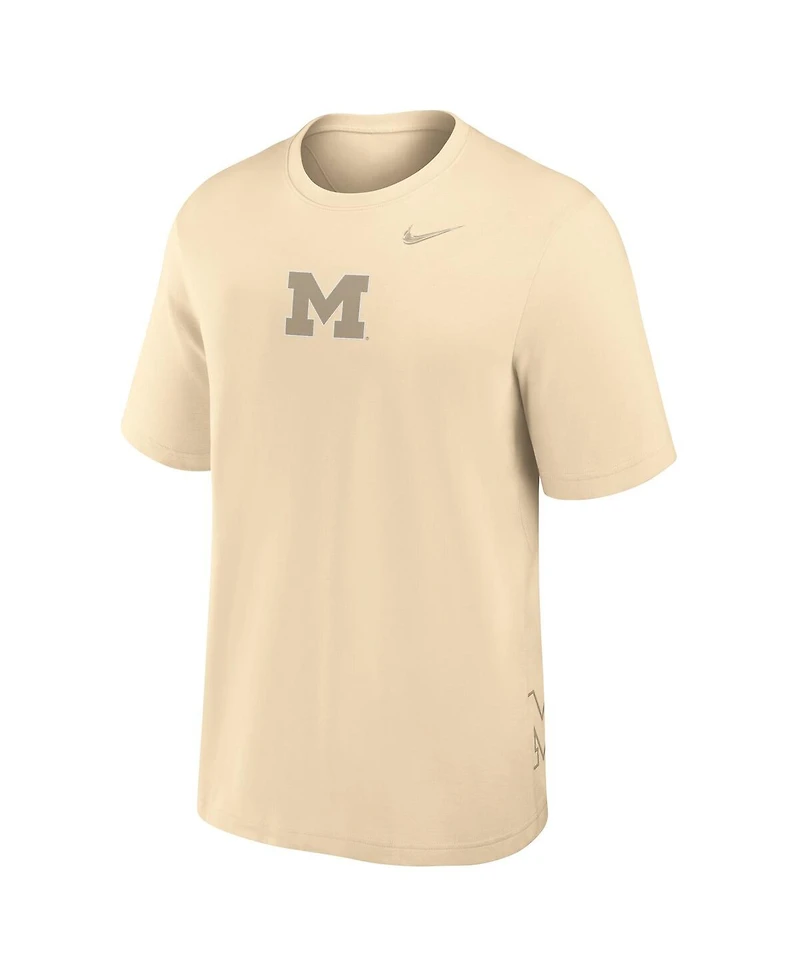 Nike Men's Cream Michigan Wolverines Primary Statement Two-Hit Performance T-Shirt