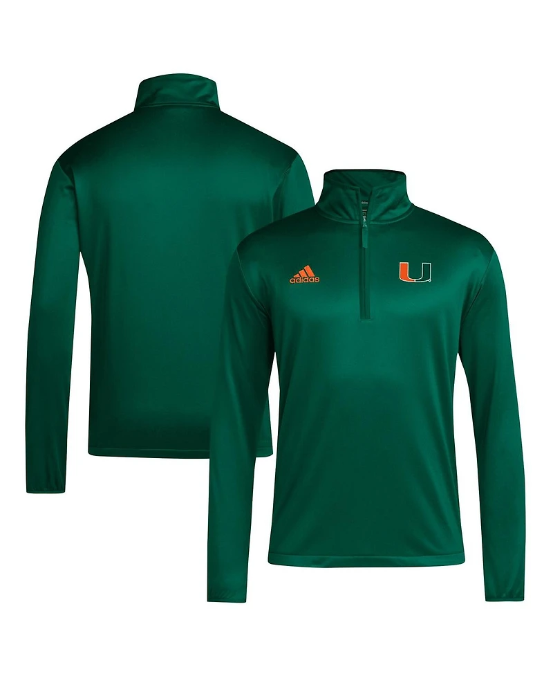 Adidas Men's Green Miami Hurricanes Coaches Sideline Quarter-Zip Top