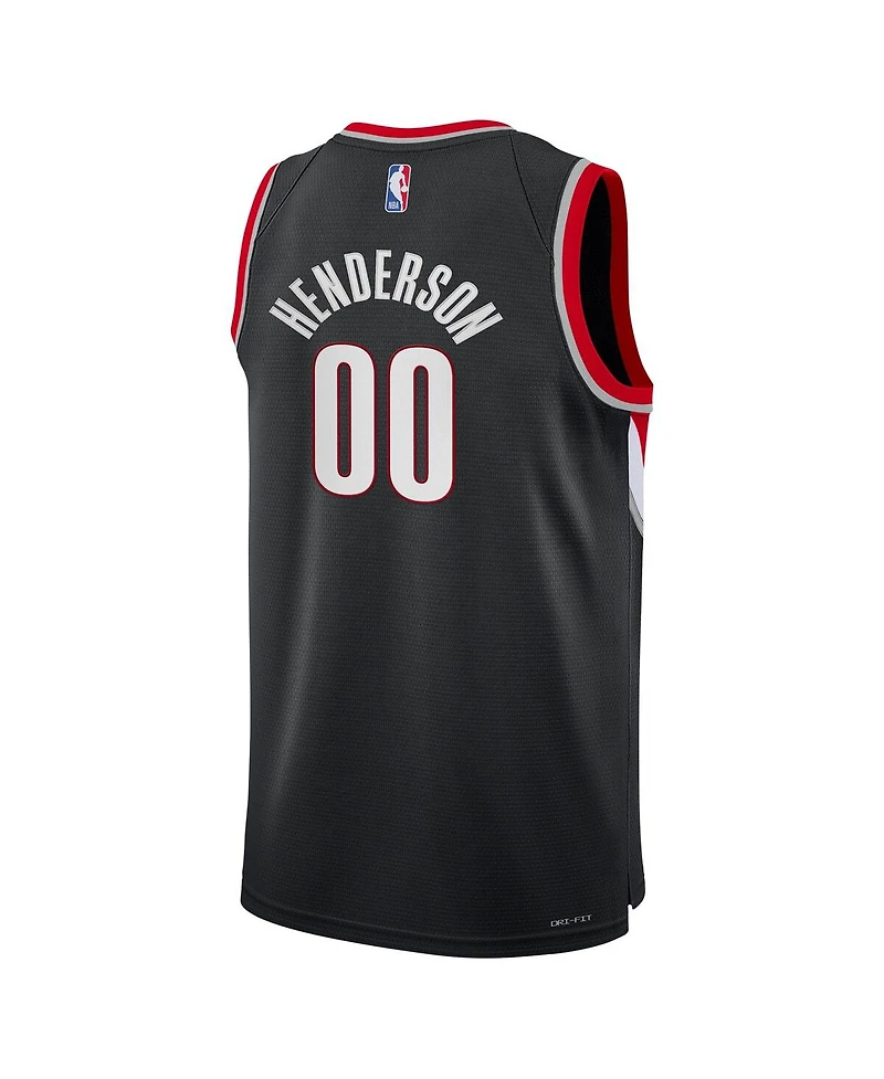 Nike Big Boys and Girls Scoot Henderson Black Portland Trail Blazers Swingman Jersey - Icon Edition