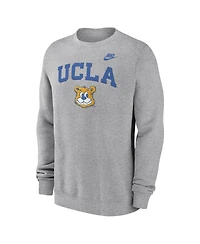 Nike Men's Heather Gray Ucla Bruins Legacy Classic Tackle Twill Embroidered Arch Over Logo Pullover Sweatshirt