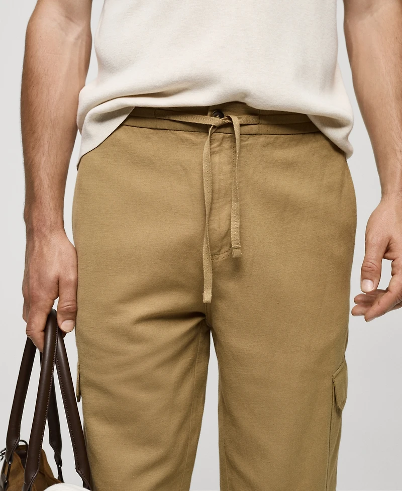 Mango Men's Cotton-Linen Cargo Pants