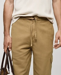 Mango Men's Cotton-Linen Cargo Pants