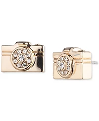 Emily in Paris Gold-Tone Pave Camera Stud Earrings