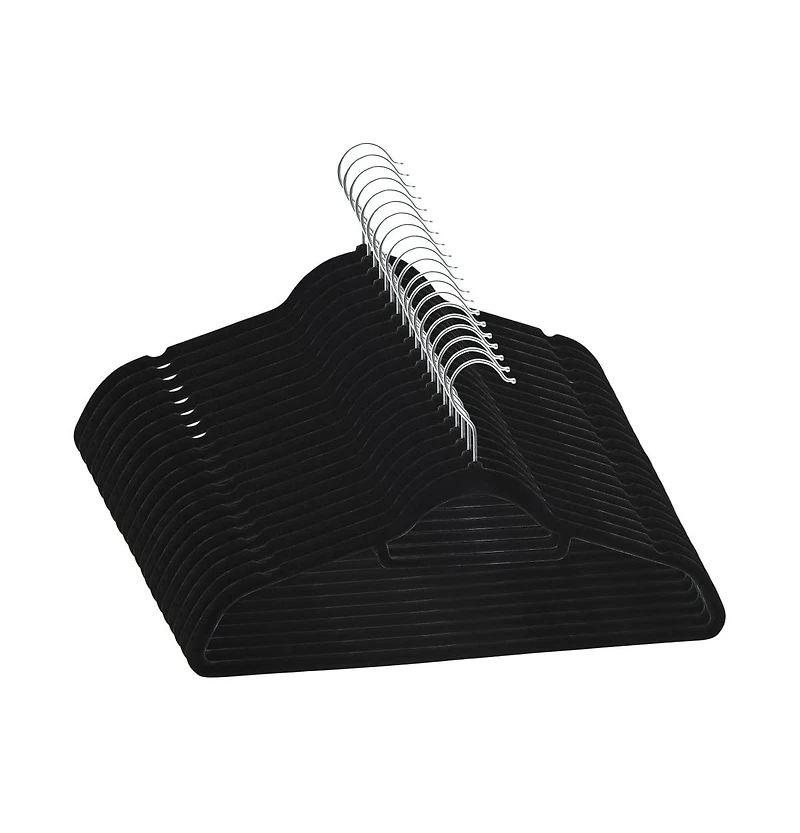 vidaXL 20 pcs Clothes Hanger Set Anti-slip Black Velvet