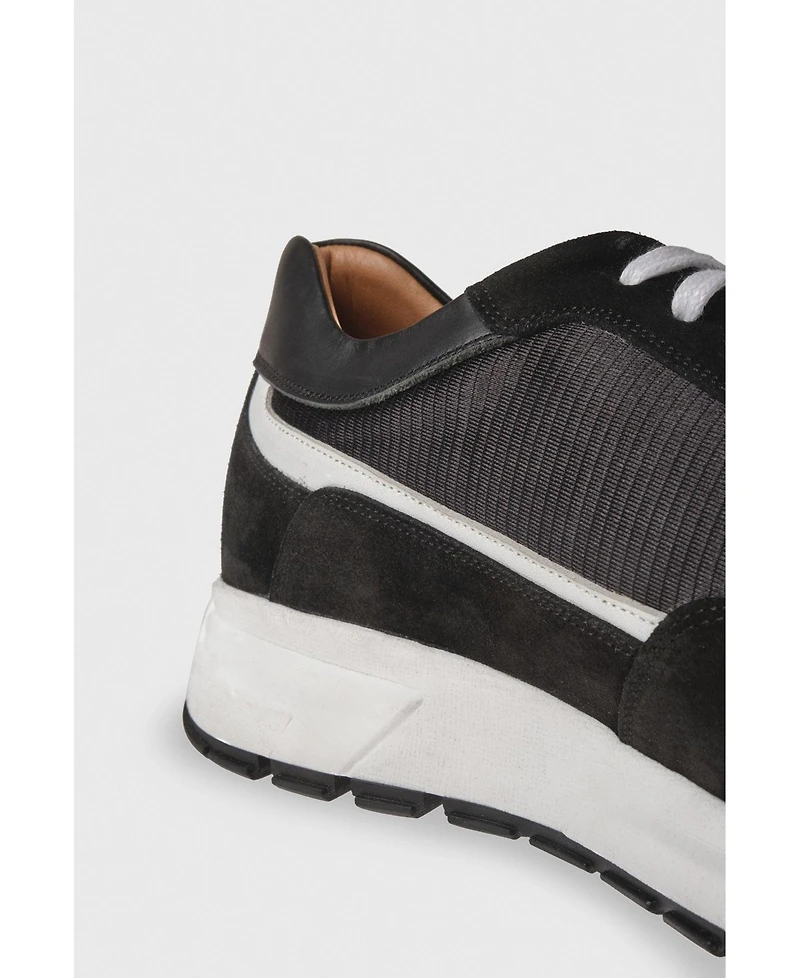 Furniq Uk Men's Genuine Leather Shoes, Black Suede with White Analine Detail
