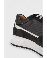 Furniq Uk Men's Genuine Leather Shoes, Black Suede with White Analine Detail