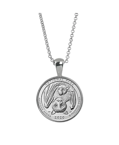 American Coin Treasures 16994 21 in. Bat Quarter Samoa National Park Coin Pendant, Silver