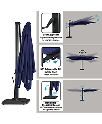 Boyel Living 10 ft. 360 B0; Rotation Square Cantilever Patio Umbrella with Base and Led Light