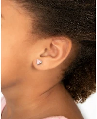 Tiny Blessings Children's 14K Gold Pink Dazzling Heart Studs Girls' Screw Back Earrings