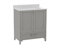 Argos Single Sink Bathroom Vanity With Undermount Basin, Soft-Close Cabinet, Easy-Glide Drawer, And Carrara Marble Finish Countertop