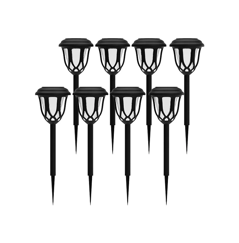 All-Weather Tulip Design Led Solar Lights, Outdoor Powered Lights For Pathway, Garden, & Yard - Set Of 8