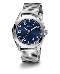 Guess Men's Analog Silver Tone Mesh Watch