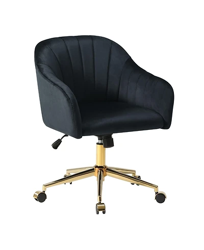 WestinTrends Upholstered Velvet Swivel Vanity Office Chair With Wheels
