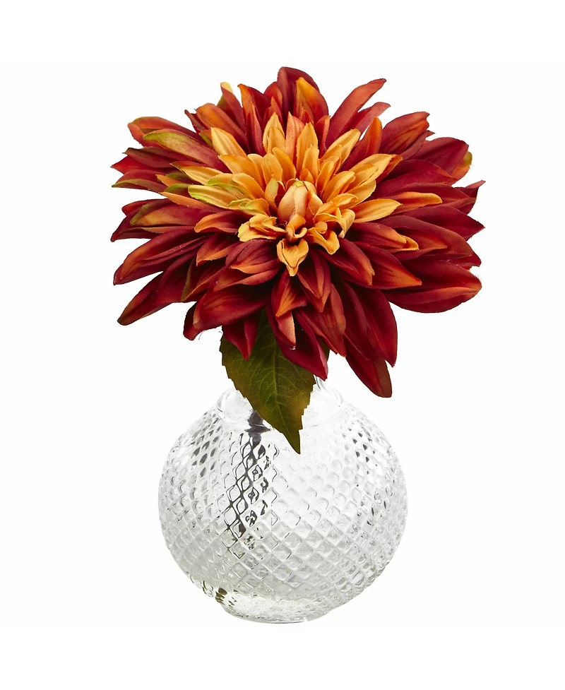Slickblue Set of 3 Dahlias with Vase - Elegant Artificial Flowers for Home Decor