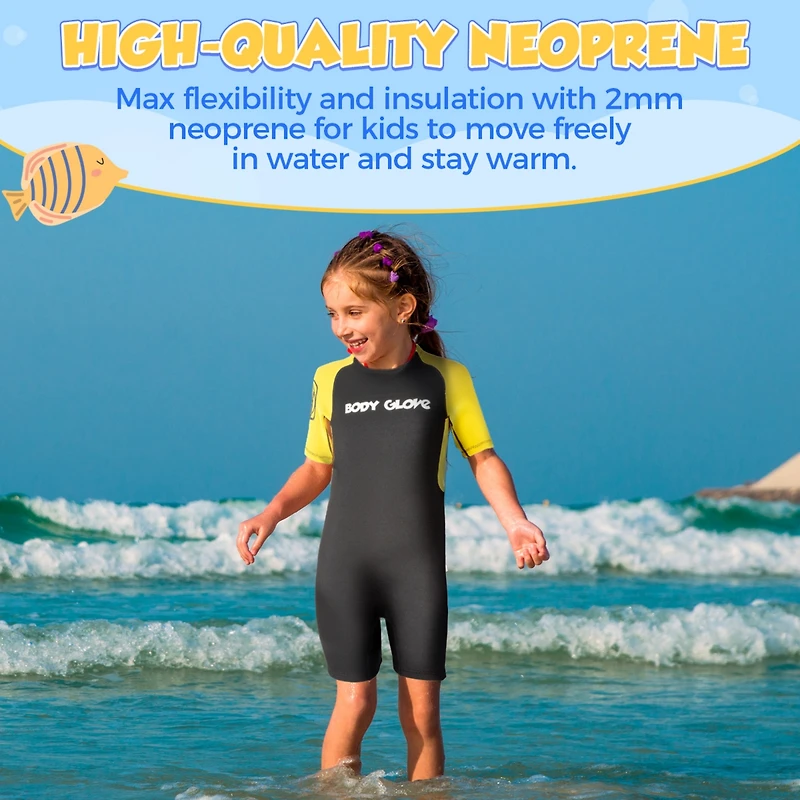 Pro 3 Kids Wetsuit 2mm Back-Zip Short Sleeve Springsuit Fits 50-60 Lbs