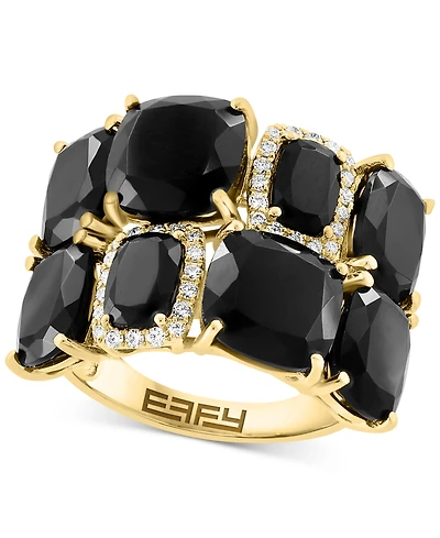 Effy Blue Topaz (11-3/4 ct. t.w.) & Diamond (1/6 ct. t.w.) Cluster Statement Ring in 14k Gold