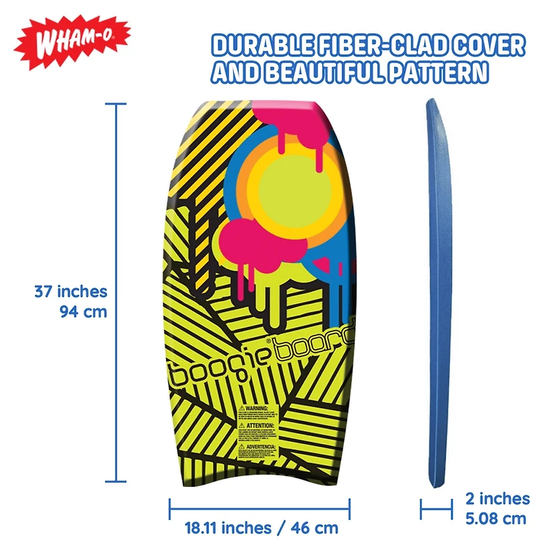 Bodyboard with Eps Core Wrist Leash, 37" Lightweight Durable Boogie Boards for All Wave Conditions